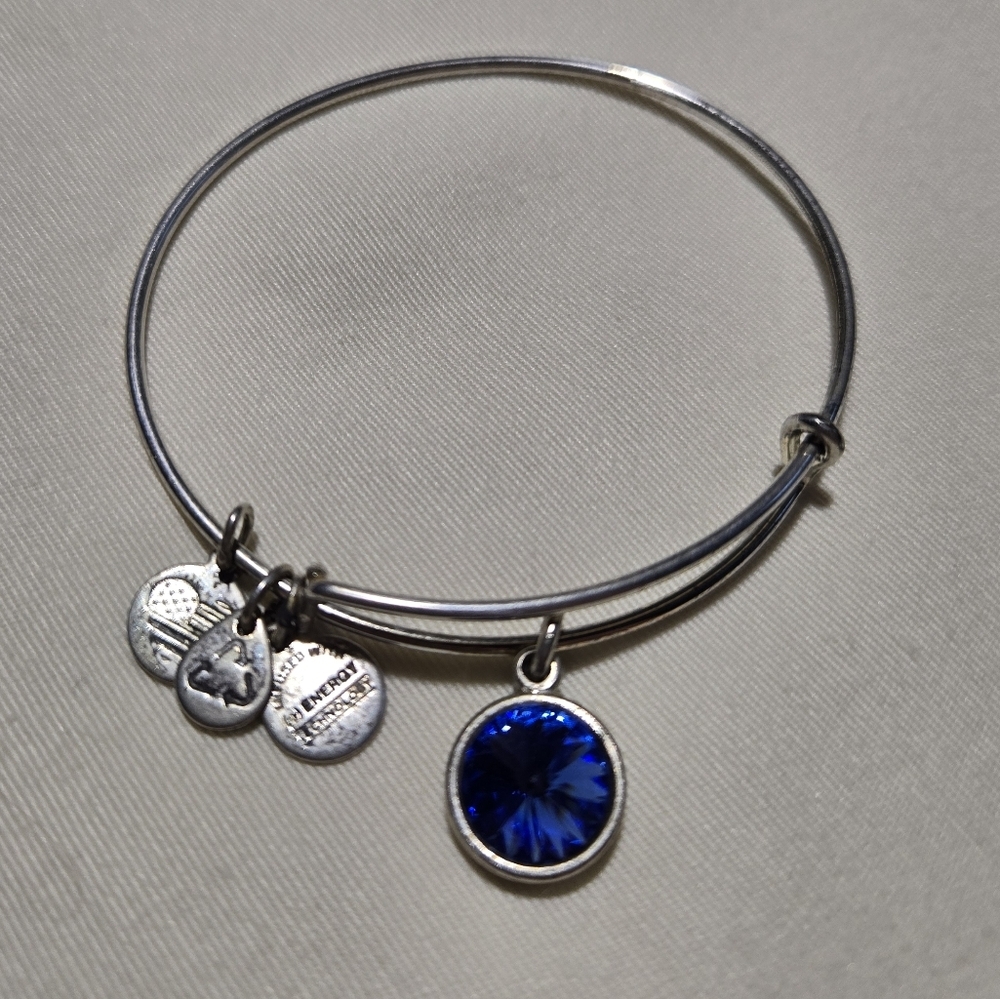 Alex and Ani Silver Bracelet with Blue September Birthstone Charm